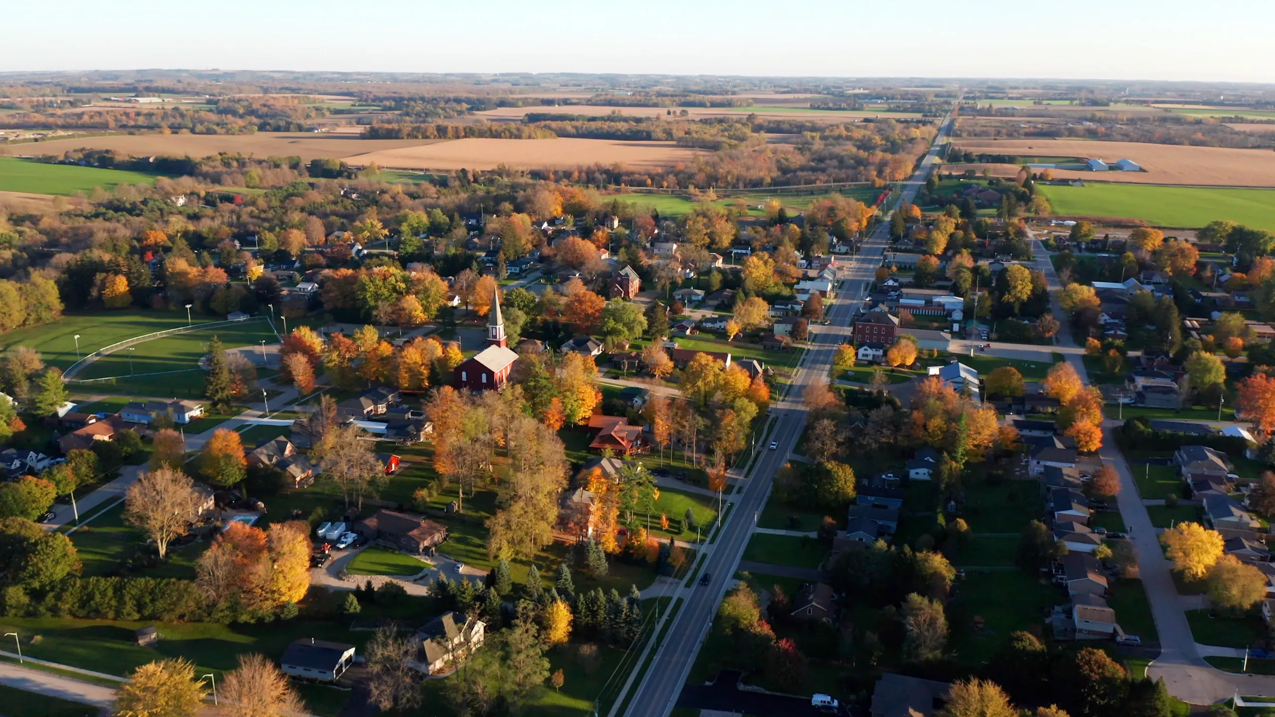 Aerial photo of town in Zorra