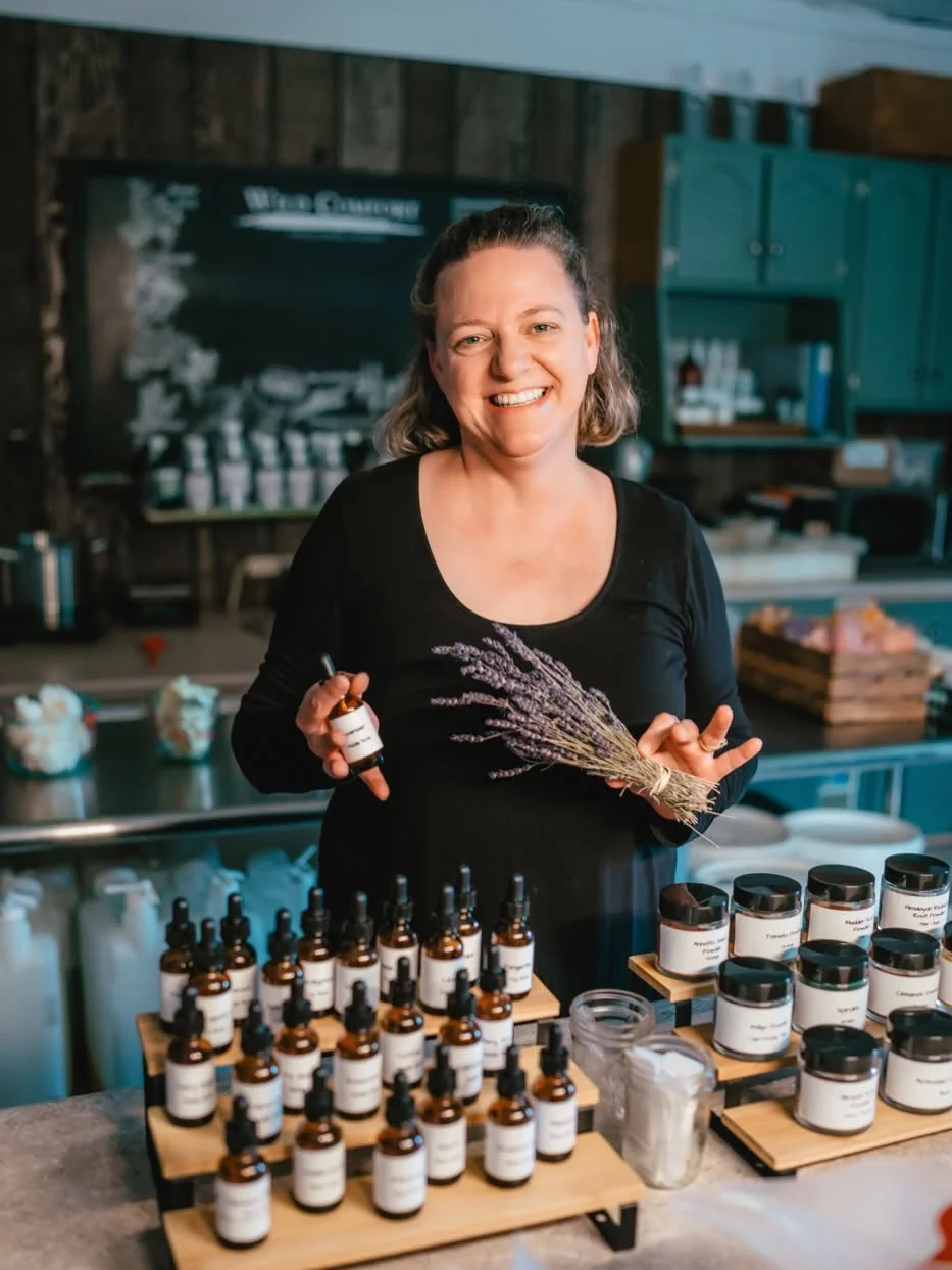 Danielle Paluska of Wild Comfort Body Care with her handmade products