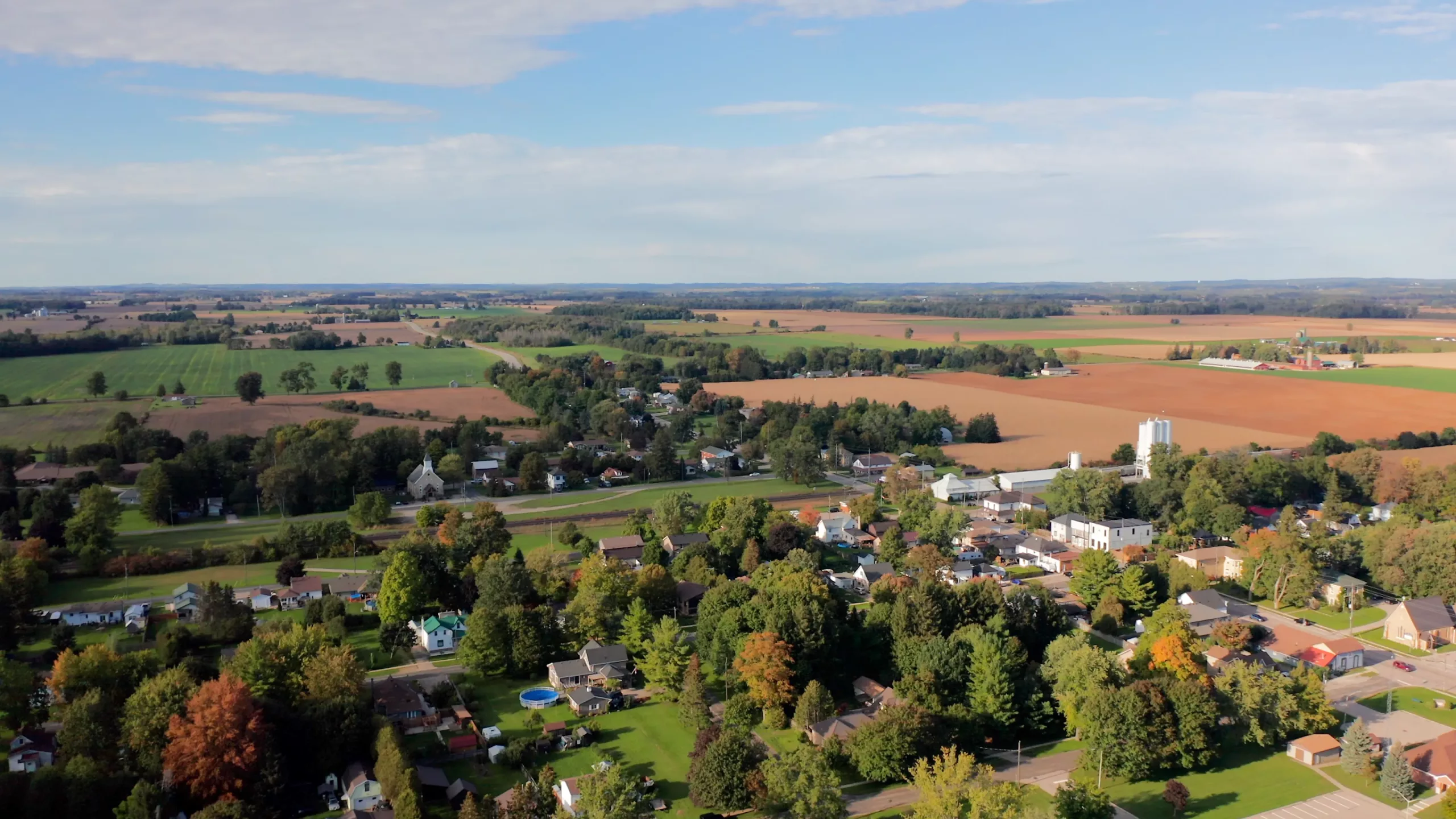 Aerial photo of a town in Blandford-Blenheim
