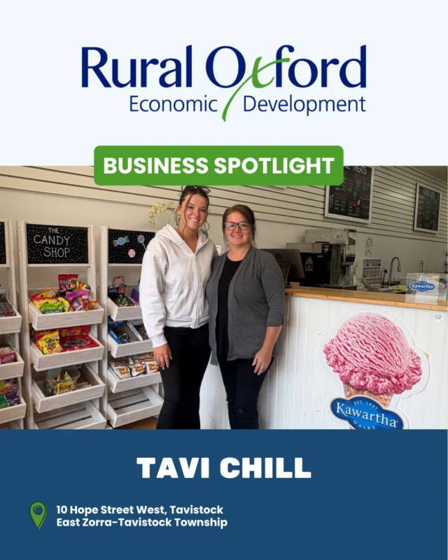 Sheri Bell didn't set out to create just another place to grab an ice cream cone.

She wanted to create the kind of place she wished had been there when her own kids were young: somewhere in Tavistock where families could slow down, share a treat, and make a memory without having to leave town. Tavi Chill opened in September 2022, fittingly on Fall Fair weekend, as an ice cream parlour and deli serving Kawartha Dairy ice cream alongside made-to-order sandwiches, salads, and soups.

Hand-rolled waffle cones made in-house were non-negotiable. "I've always believed that memories correlate with many senses," Sheri says. There are board games and Ms. Pac-Man for families, and each December, 24-flavour ice cream advent calendars. Now Sheri is eyeing slushies, soft-serve, dairy-free and sugar-free options, and grab-and-go treats.

Read Sheri's full story
https://ruraloxford.ca/tavi-chill-a-sweet-spot-in-the-heart-of-tavistock/ 

#RuralOxford #EastZorraTavistock #Tavistock #BusinessSpotlight #IceCreamSeason #ShopLocalOxford #FamilyFriendly