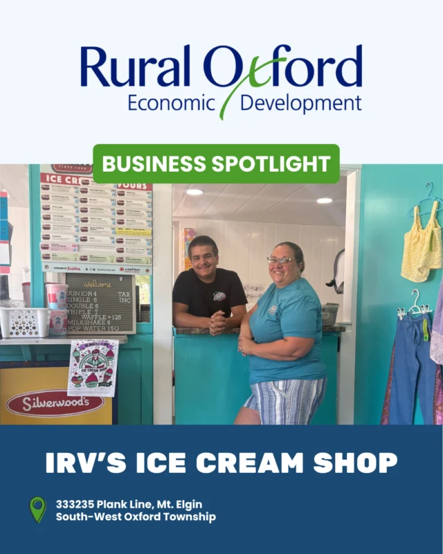 Long before Katie Prouse ever scooped a cone in Mount Elgin, another family member already had.

Irv's Ice Cream Shop takes its name from Irvin Prouse, the great-grandfather of Katie's husband, Matt, who once sold Silverwood ice cream at this exact spot. Opening in June 2025 was a chance to revive that family legacy and to create part-time jobs for local young people, including the couple's own sons, in a village with few options for youth employment.

The shop has become something closer to an experience than a typical ice cream stand: a community hub where local businesses sell their wares, milkshakes are made with milk from New Galma Dairy, and a height-measuring photo board turns the line-up into part of the fun. Katie's advice is to get to know the businesses around you, collaborate, and shop locally. Next up: stretching the season, because ice cream isn't just a summer thing.

Read Katie's full story
https://ruraloxford.ca/irvs-ice-cream-shop-proving-it-takes-a-village-in-mount-elgin/ 

#RuralOxford #SouthWestOxford #MountElgin #BusinessSpotlight #ShopLocalOxford #FamilyBusiness #IceCreamSeason